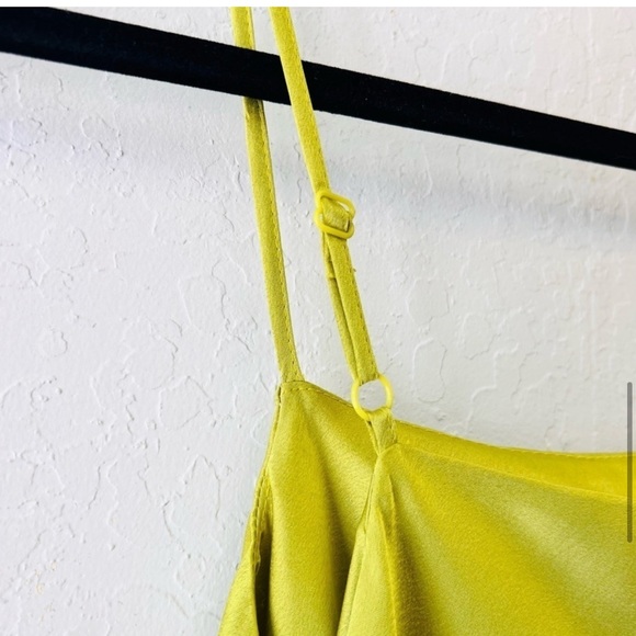 Apparis Carmen Satin Slip Mini Dress in Green Yellow - Picture 5 of 5